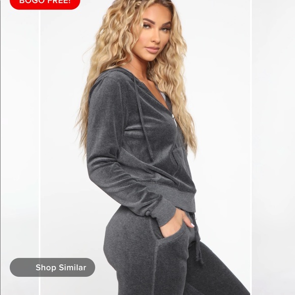 Charcoal grey velour tracksuit, worn once, 10/10 condition - Picture 5 of 7